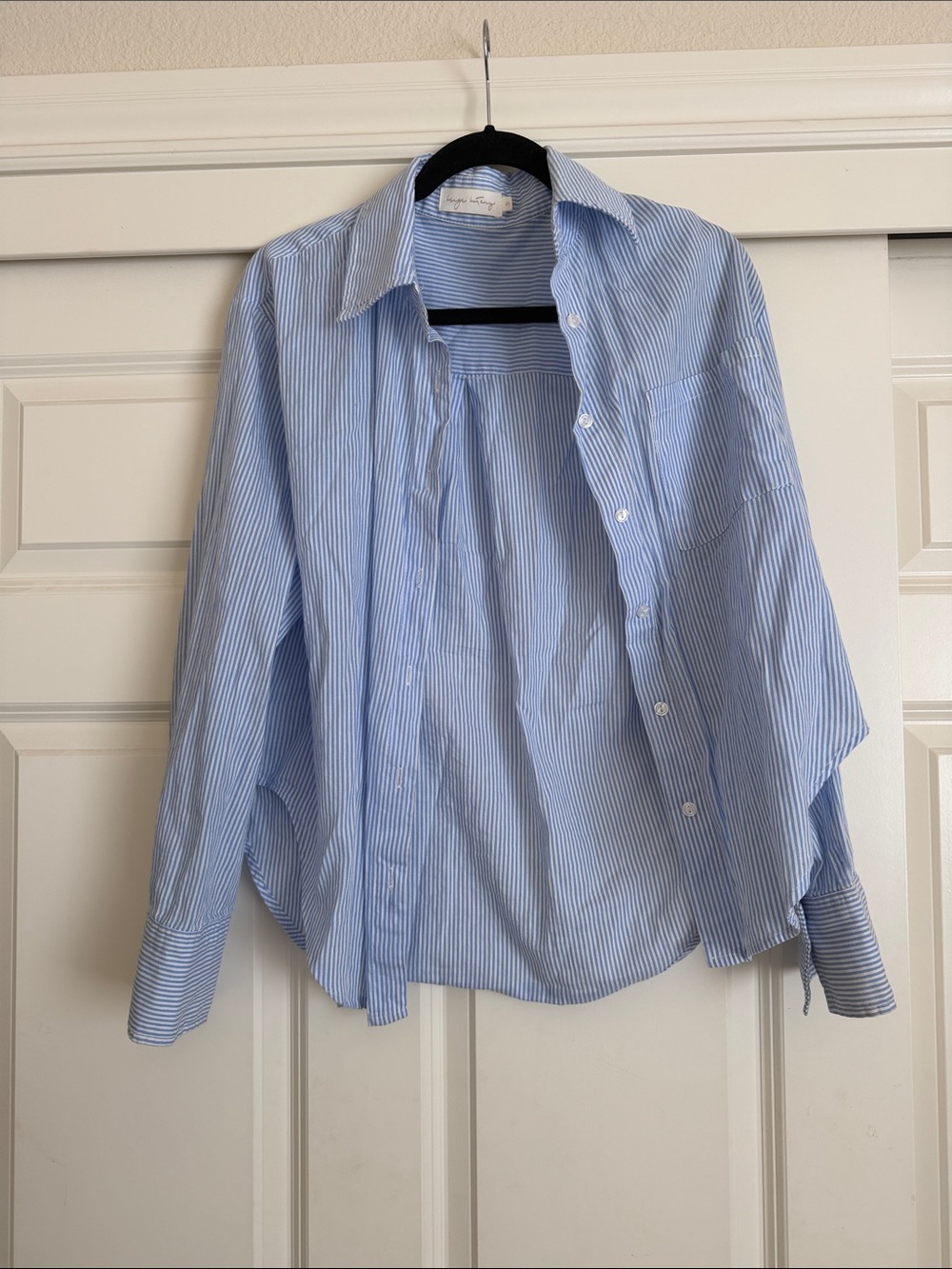 Blue and White Pinstripe Button-Down Shirt